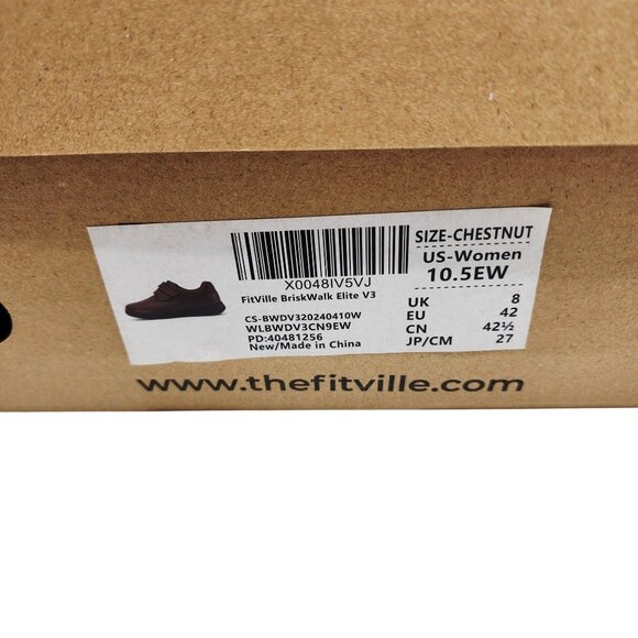 FitVille BriskWalk Elite V3 Womens Chestnut Sneakers - Size 10.5EW - Comfortable - Picture 2 of 15